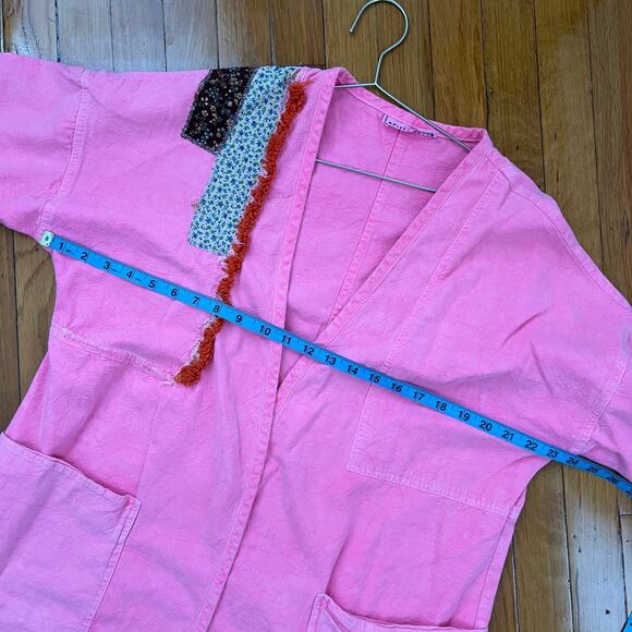 APIECE APART Hot Pink Patchwork Cotton Canvas Open Cardigan Jacket Size M / L - Picture 13 of 15